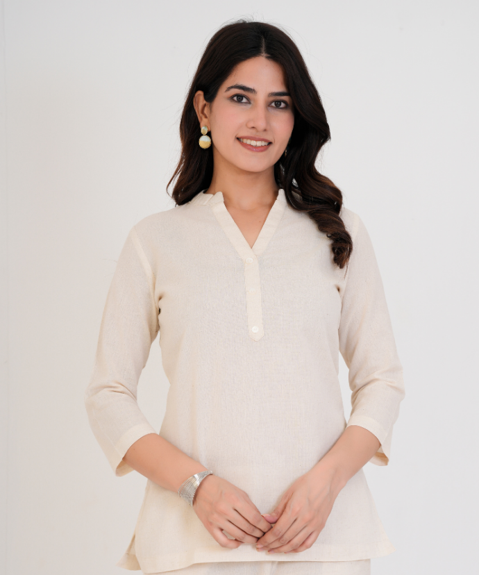 Ecro Airy Linen Short Kurta Co-ord Set