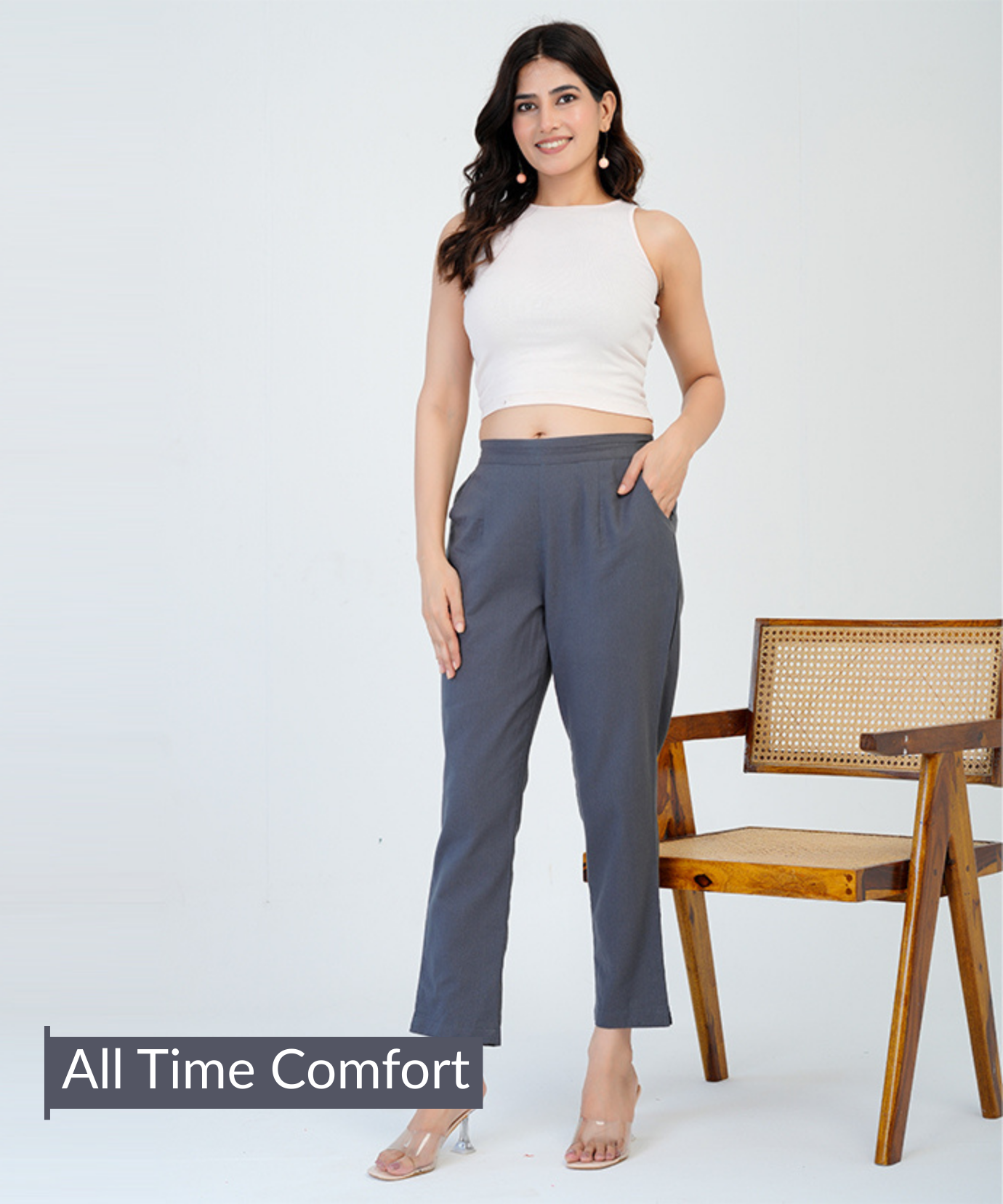 Cement Grey Cotton Pant