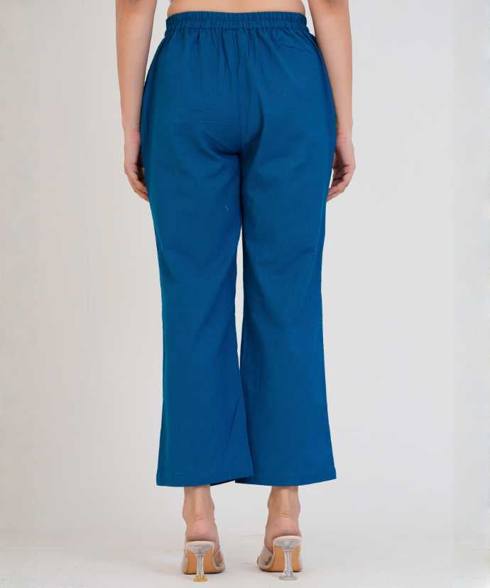 Turquoise Wide Leg Airy Linen Pant