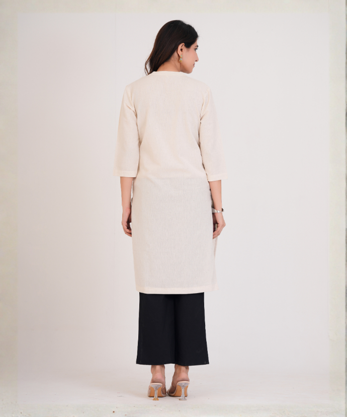 Ecru Airy Linen Long Kurta