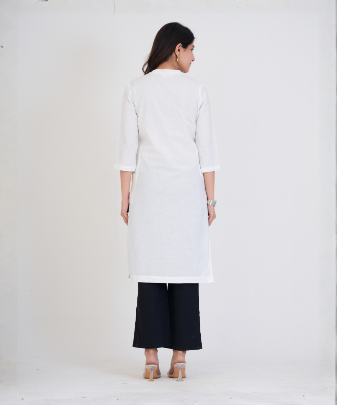 White Airy Linen Long Kurta