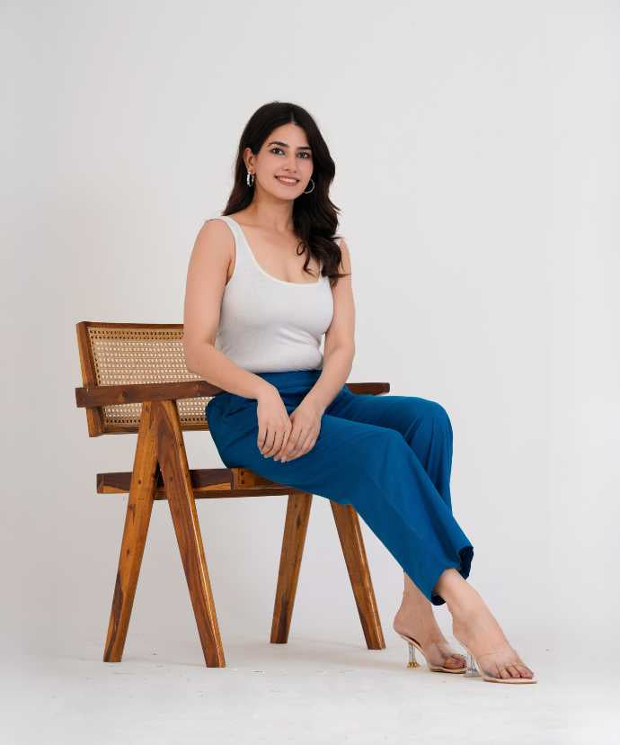 Turquoise Wide Leg Airy Linen Pant