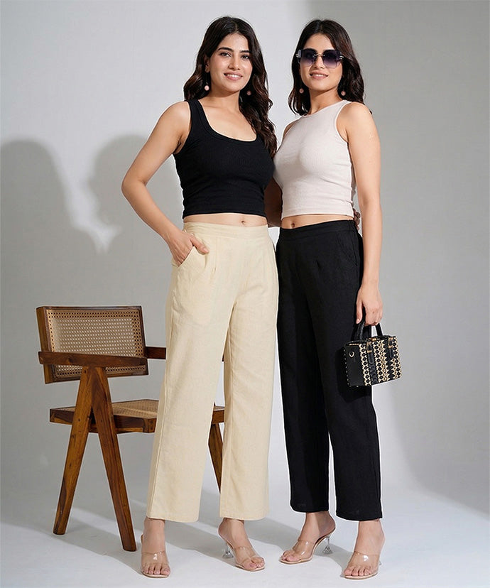 Black & Beige Wide Leg Combo
