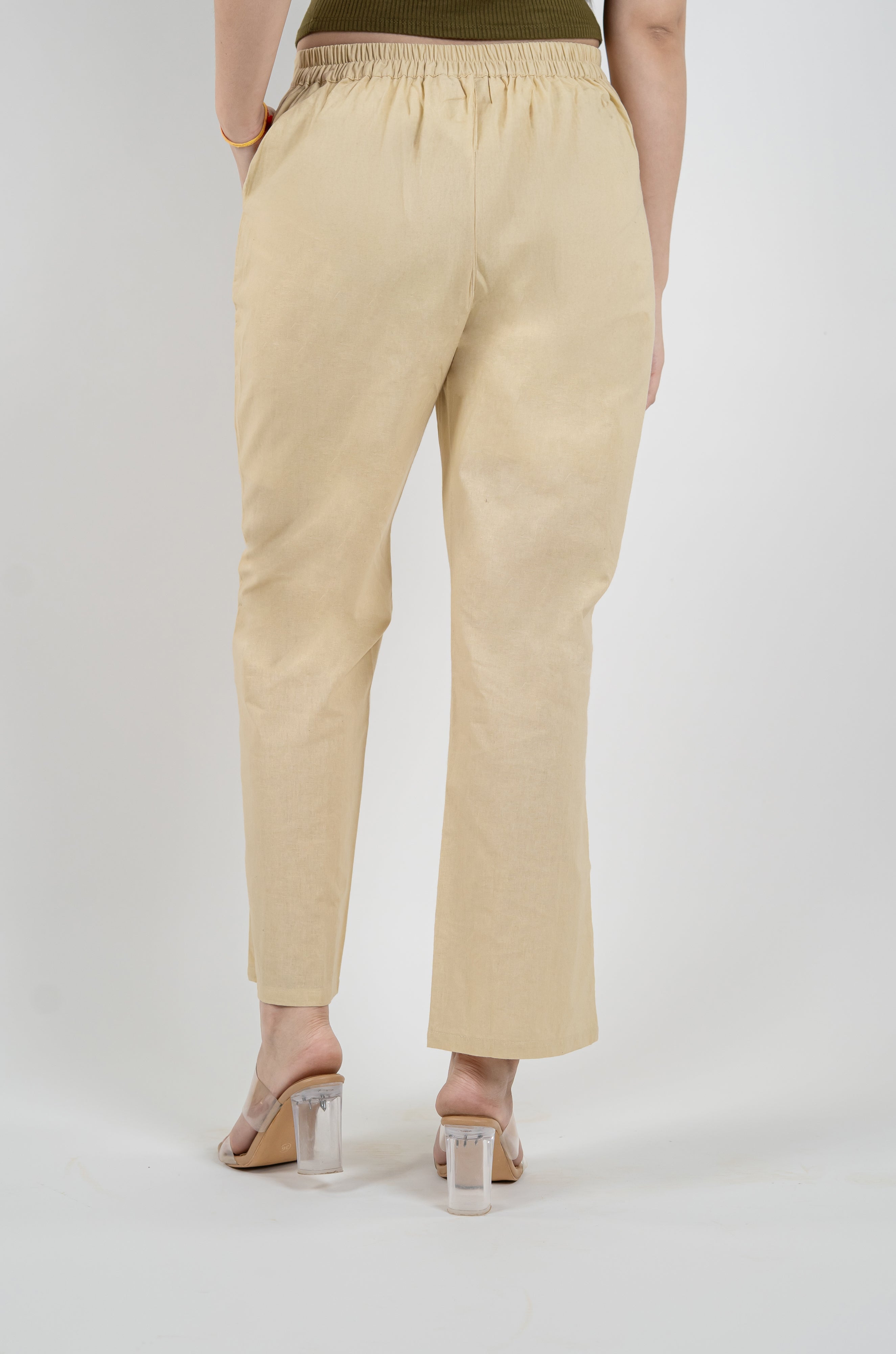 Beige Wide Leg Cotton Pant – Upper & Bottom
