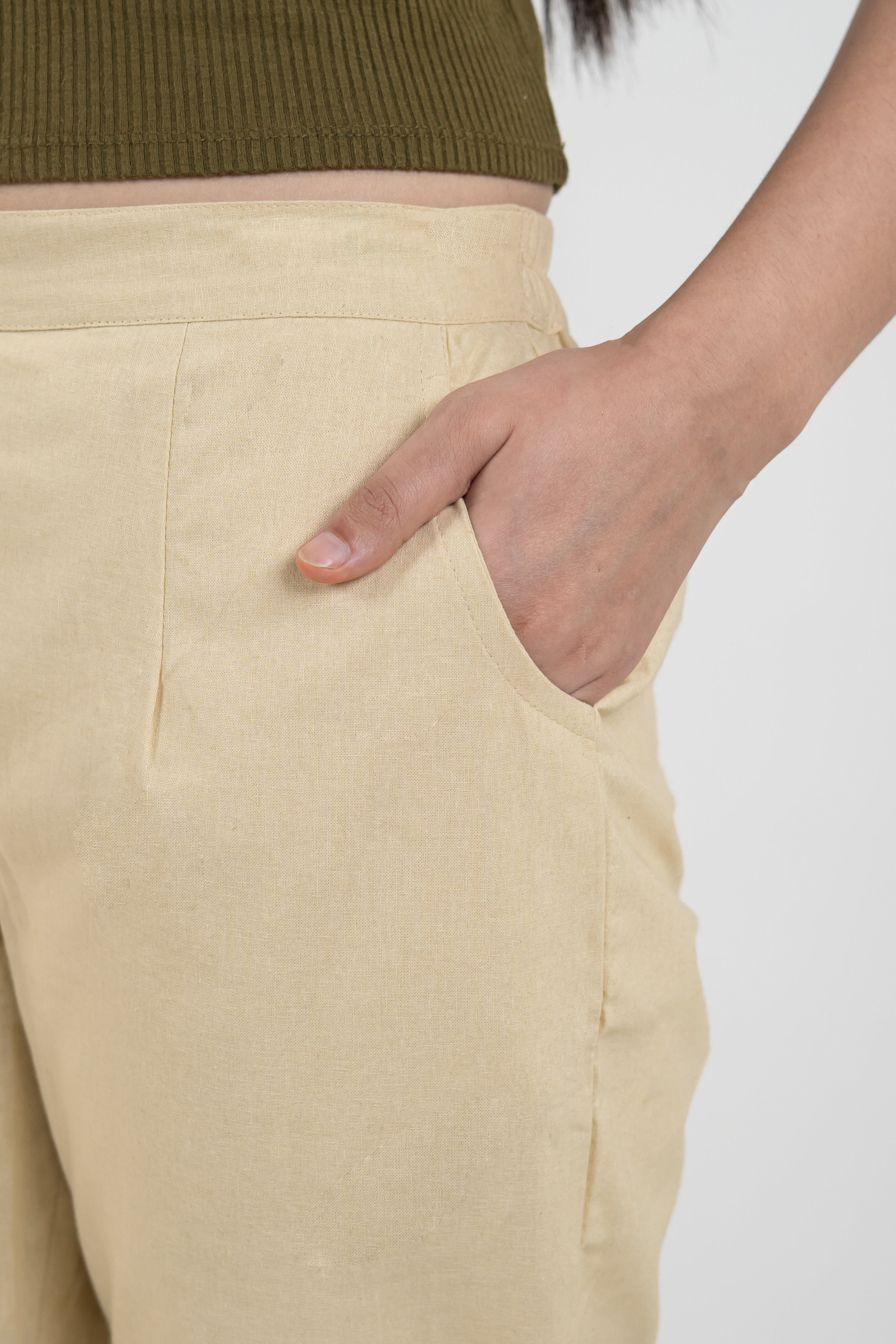 Beige Wide Leg Cotton Pant – Upper & Bottom