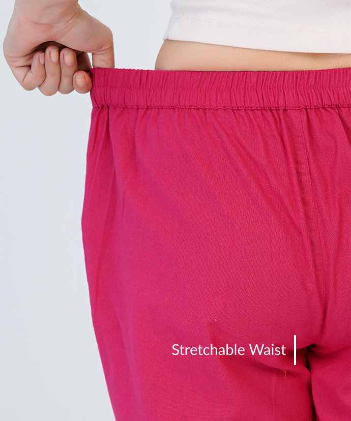 Crimson Rose Wide Leg Cotton Pant