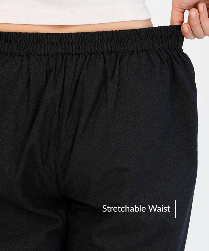 Black Wide Leg Cotton Pant