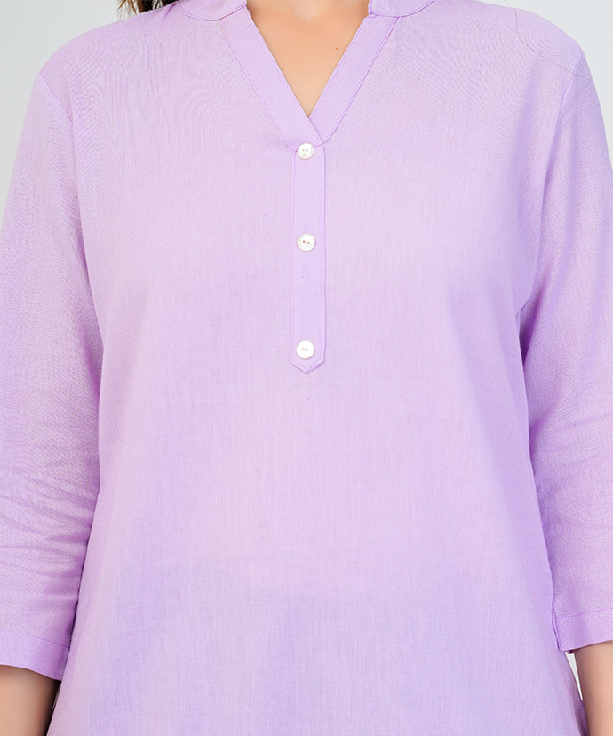 Lilac Airy Linen Short Kurta