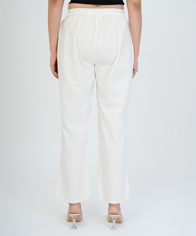 Off - White Wide Leg Cotton Pant