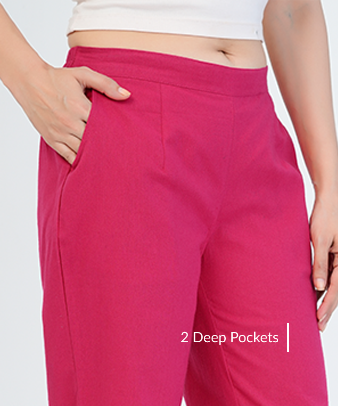Crimson Rose Wide Leg Cotton Pant