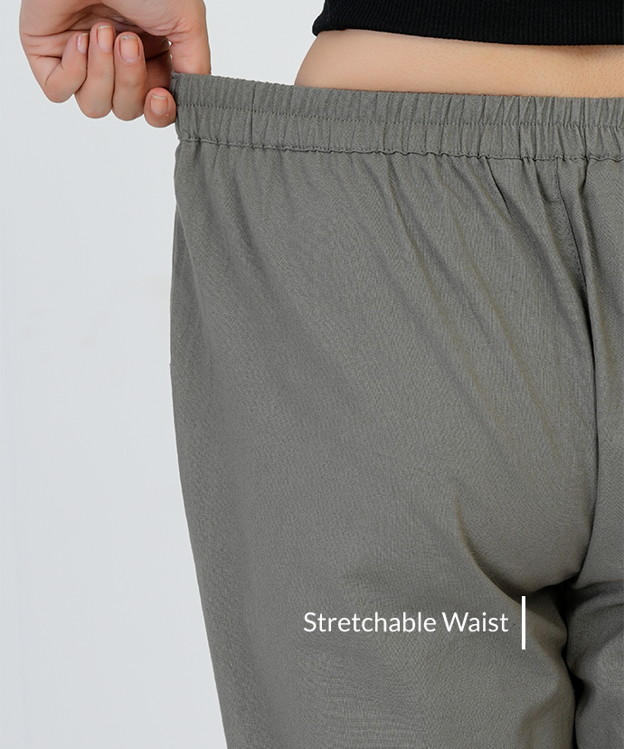 Grey  Wide Leg Cotton Pant