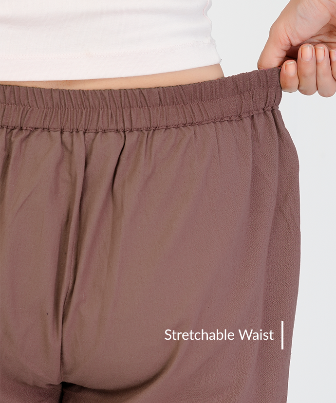 Rose Taupe  Wide Leg Cotton Pant