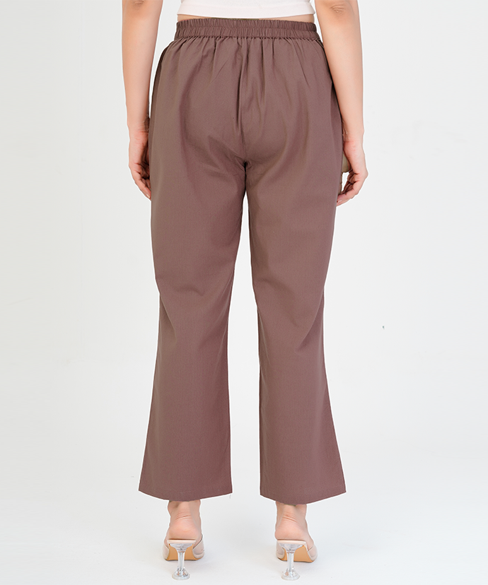 Rose Taupe  Wide Leg Cotton Pant