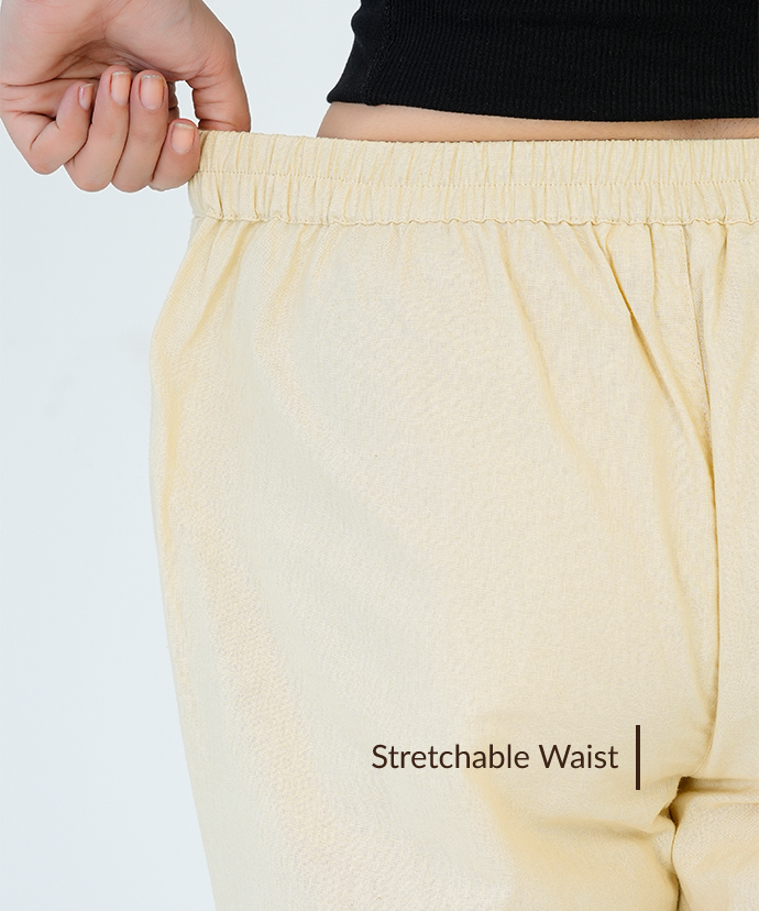 Beige Wide Leg Cotton Pant