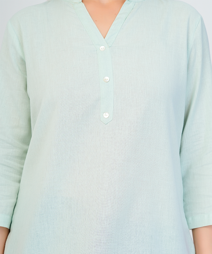 Mint Green Airy Linen Short Kurta