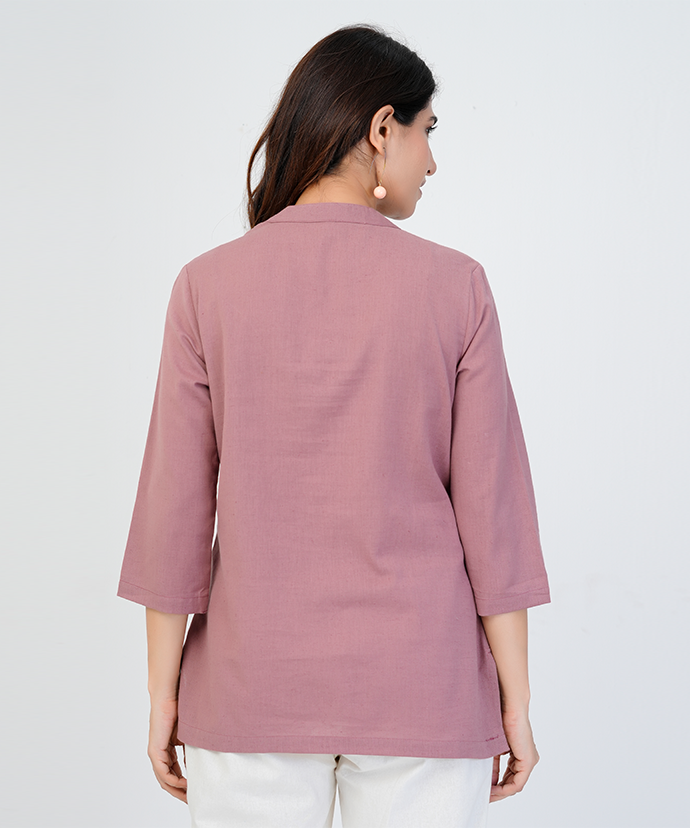 Rose Taupe Airy Linen Short Kurta