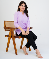 Lilac Airy Linen Short Kurta