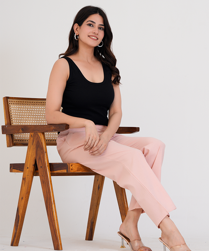 Peach Wide Leg Airy Linen Pant