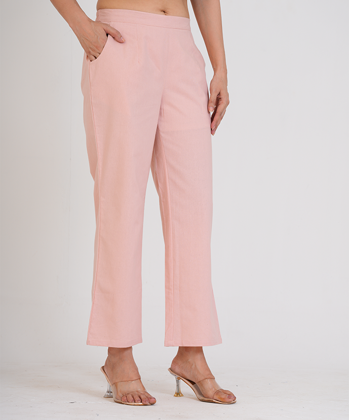 Peach Wide Leg Airy Linen Pant