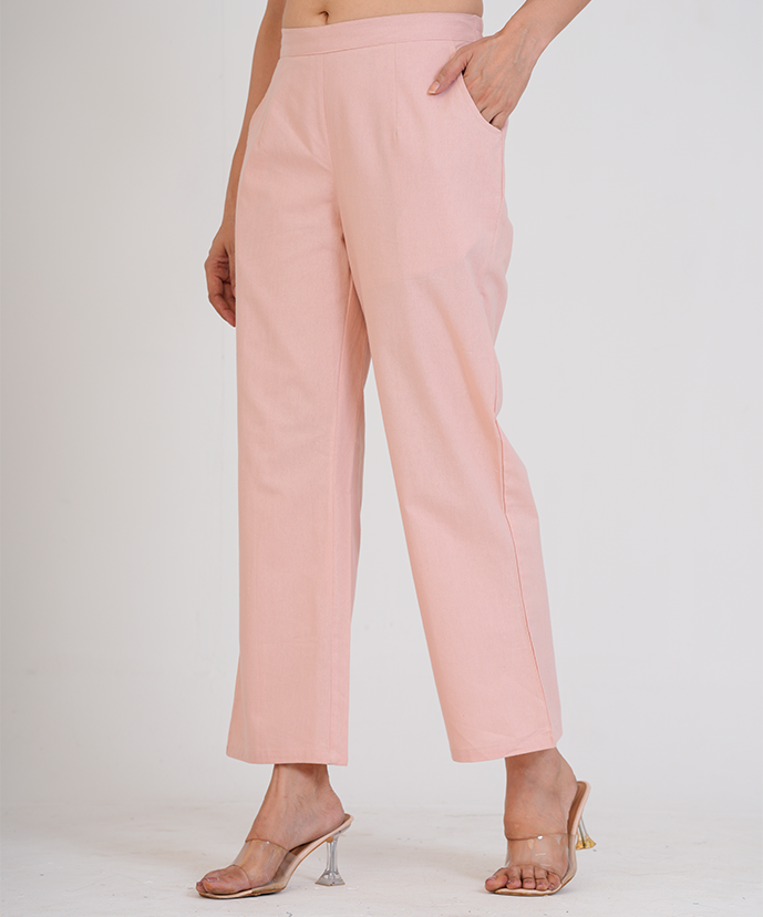 Peach Wide Leg Airy Linen Pant