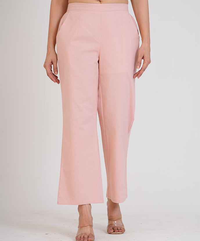 Peach Wide Leg Airy Linen Pant