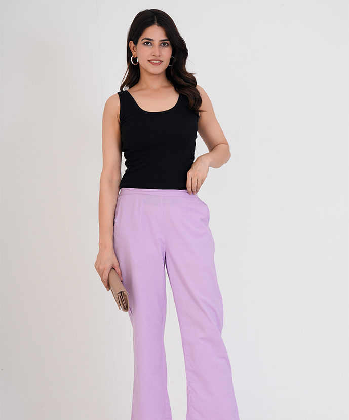 Lilac Wide Leg Airy Linen Pant