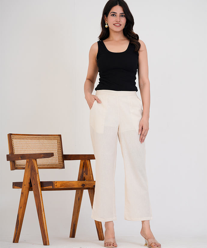 Ecro Wide Leg Airy Linen Pant